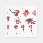 フローラウィスパーズ – 抽象芸術アクリルハイビスカス&バラ スタンダードカクテルナプキン (正面)