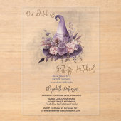 フローラウィッチハットムーンハロウィンブライダルシャワー アクリル招待状 (正面)