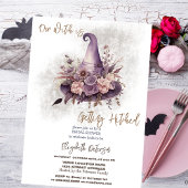 フローラウィッチハットムーンハロウィンブライダルシャワー 招待状