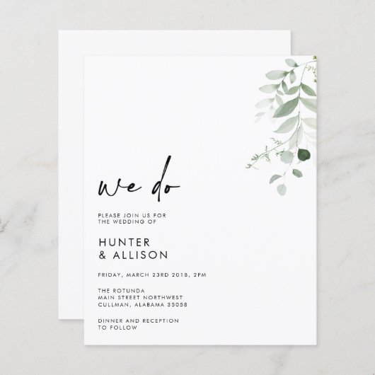 フローラウィドー結婚式招待状 (正面/裏面)