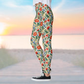 フローラウィルラムモリススタイルブルーレッド金ゴールドヴィンテージ レギンス