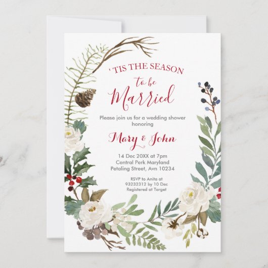 フローラウィンターウエディング招待状 招待状 (正面)