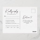 フローラウィンターグリーナリークリスマスホリデーRSVP 箔招待状ポストカード (裏面)