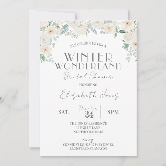 フローラウィンターワンダーランドブライダルシャワー 招待状 (正面)