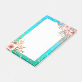 フローラウェディングシャワーティール(緑がかった色)金ゴールド紙吹雪水玉模様 ポストイット (アングル)