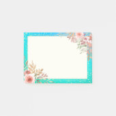 フローラウェディングシャワーティール（緑がかった色）金ゴールド紙吹雪水玉模様 ポストイット (正面)