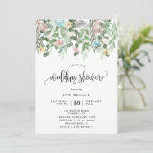 フローラウェディングシャワー、水彩コテージ花 招待状 (スタンド正面)