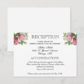 フローラウェディングレセプションピンクローズヴィンテージ 出欠カード (正面/裏面)