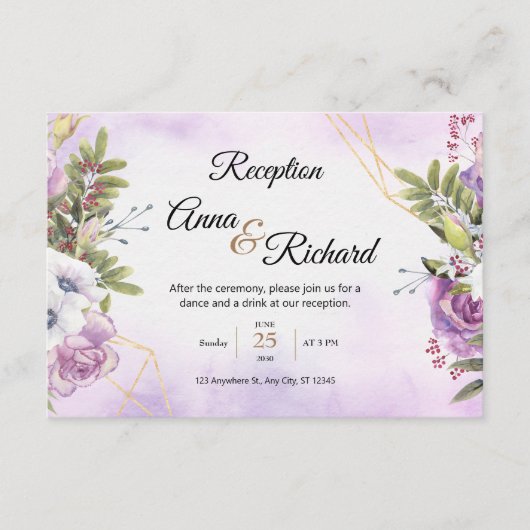 フローラウェディングレセプターカード エンクロージャーカード (正面)