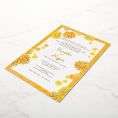 フローラウェディング招待カード – マリゴールドデザイン 箔招待状 (回転した状態)
