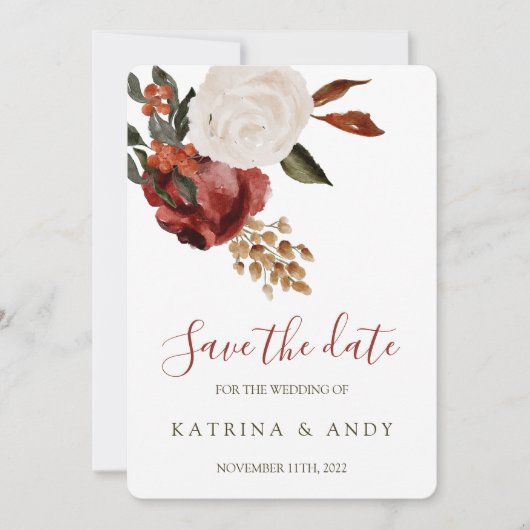 フローラウェディング日付カードを保存 セーブザデート (正面)