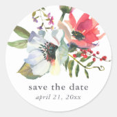 フローラウェディング日付シールを保存 ラウンドシール (正面)