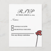 フローラウェディングRSVPカードレッドとピンクポピー エンクロージャーカード (正面)