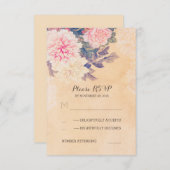 フローラウェディングRSVPカード – ヴィンテージ牡丹 出欠カード (正面/裏面)