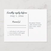 フローラウェディングRSVPポストカードとリース インビテーションポストカード (裏面)