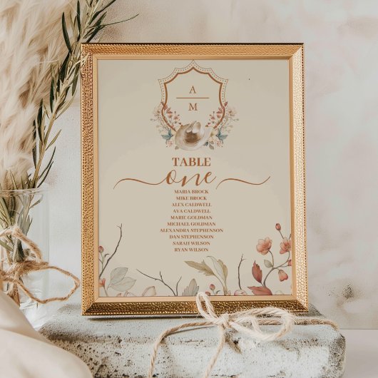 フローラウエスタンクレストモノグラム結婚ズ テーブルナンバー