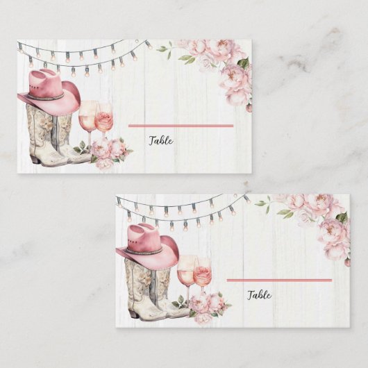 フローラウエスタンブーツと泡立ち プレイスカード (正面/裏面)