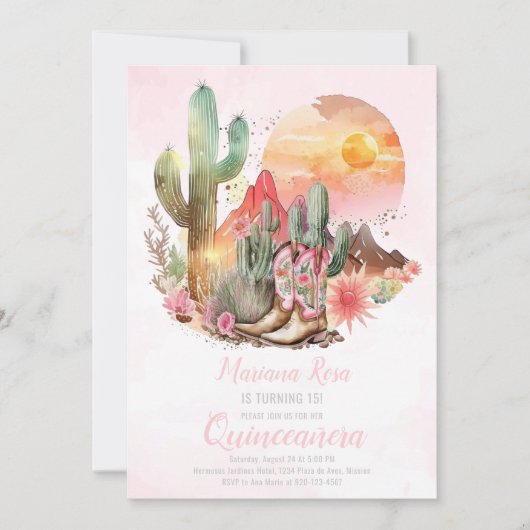 フローラウエスタンブーツキンセアニェラ誕生日 招待状 (正面)