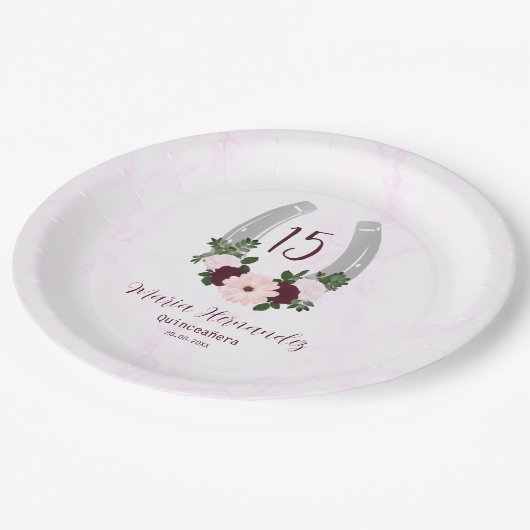 フローラウエスタンホースシューズキンセアニェラ ペーパープレート (アングル)