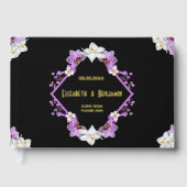 フローラウエディングフラワーウォータカラーカスタム金ゴールド ゲストブック (正面)