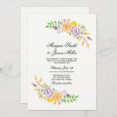 フローラウエディングフラワーパープルピーチ招待状 招待状 (正面/裏面)