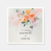 フローラウォーターエレガントカラーロマンチック結婚ラグジュアリー スタンダードカクテルナプキン (正面)