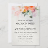 フローラウォーターエレガントカラーロマンチック結婚ラグジュアリー 招待状 (正面)