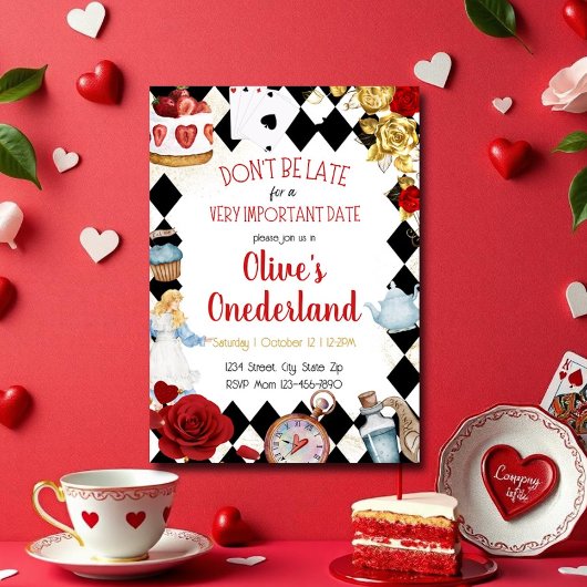 フローラウォーターカラーアリスinオネダーランド誕生日 招待状