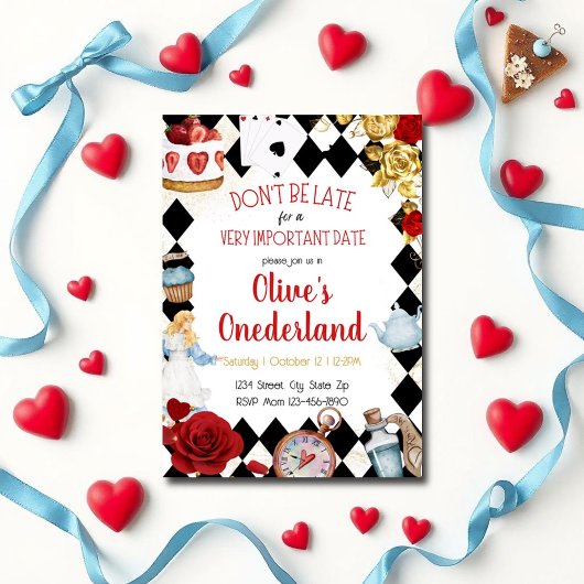 フローラウォーターカラーアリスinオネダーランド誕生日 招待状