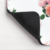 フローラウォーターカラーアートピンクローズエレガントテンプレート マウスパッド (コーナー)