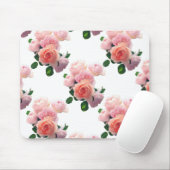フローラウォーターカラーアートピンクローズエレガントテンプレート マウスパッド (マウス)