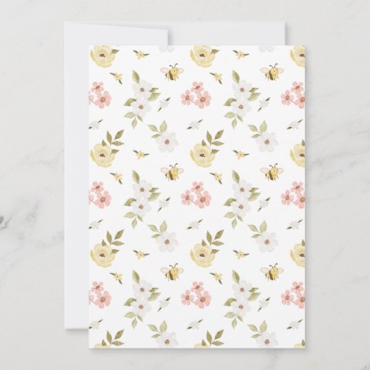 フローラウォーターカラーウッドランドベアーガールフォト誕生 案内状 (裏面)