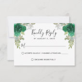 フローラウォーターカラーエメラルドグリーンキンセアニェラ 出欠カード (正面)