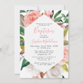 フローラウォーターカラーガールバプテスマ招待状 招待状 (正面)