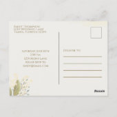 フローラウォーターカラーグリーナリーピーニーブライダルシャワー ポストカード (裏面)