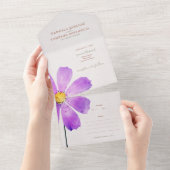 フローラウォーターカラーコスモスデイジーテラコッタ結婚ズ オールインワン招待状 (貼ってはがせる)