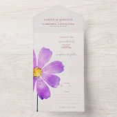 フローラウォーターカラーコスモスデイジーテラコッタ結婚ズ オールインワン招待状 (内側)