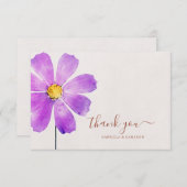 フローラウォーターカラーコスモスデイジーテラコッタ結婚ズ サンキューカード (正面/裏面)