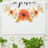 フローラウォーターカラーサンゴリースカスタム文字 キッチンタオル (折り畳み)