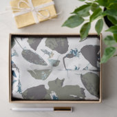 フローラウォーターカラーセージティール(緑がかった色)ブルースパターン 薄葉紙 (ギフト)