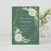 フローラウォーターカラーセージ素朴グリーンボ結婚ホ 招待状 (スタンド正面)