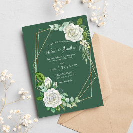 フローラウォーターカラーセージ素朴グリーンボ結婚ホ 招待状