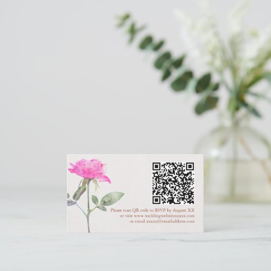 フローラウォーターカラーバラテラコッタ結婚ズ エンクロージャーカード (スタンド正面)