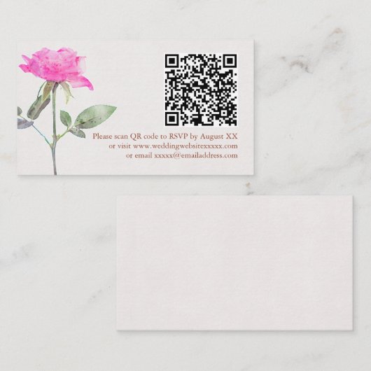 フローラウォーターカラーバラテラコッタ結婚ズ エンクロージャーカード (正面/裏面)