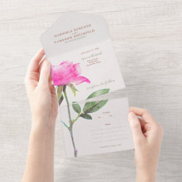 フローラウォーターカラーバラテラコッタ結婚ズ オールインワン招待状