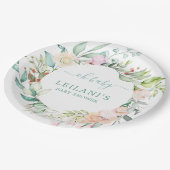 フローラウォーターカラーパステルリースオベビー ペーパープレート (アングル)