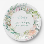 フローラウォーターカラーパステルリースオベビー ペーパープレート (正面)