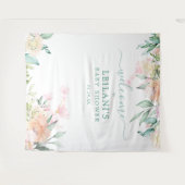 フローラウォーターカラーパステルリースボタニカルウェルカム タペストリー (正面(横))