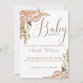 フローラウォーターカラーパンパスグラス秋ベビーシャワー 招待状 (正面)