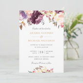 フローラウォーターカラーパープルラベンダーエレガントな結婚式 招待状 (スタンド正面)